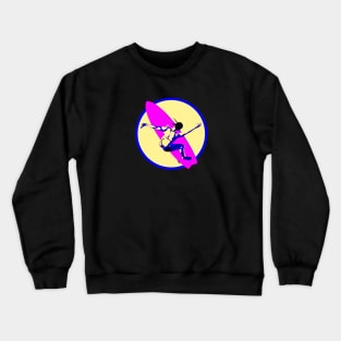 Surfer Girl Pink Surfboard Crewneck Sweatshirt